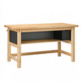 Établi d'atelier 140 x 60 x 90 cm en bois naturel et métal noir avec panneau perforé