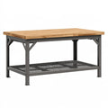 Établi 120 x 60 x 90 cm en bois et acier noir avec étagère de rangement style industriel