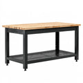 Établi 120 x 60 x 90 cm en bois et acier noir avec étagère perforée style industriel