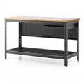 Établi 160 x 60 x 90 cm en acier noir et bois avec panneau perforé pour atelier