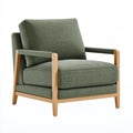 Fauteuil 76 x 82 x 88 cm en tissu vert avec structure en bois style scandinave
