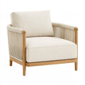 Fauteuil 78 x 82 x 83 cm en bois naturel et textile écru style contemporain