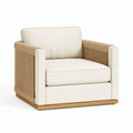 Fauteuil 90 x 85 x 85 cm en tissu écru et corde tressée style contemporain